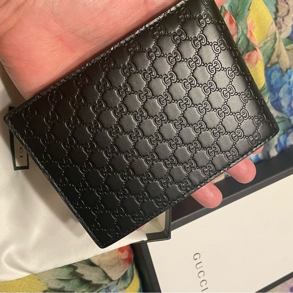 New Gucci Guccissima Leather Bifold Wallet With Coin pocket Black - Picture 6 of 7